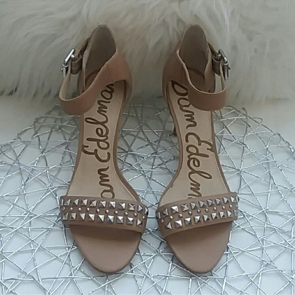 Sam Edelman Tan Studded Sandals with Ankle Strap